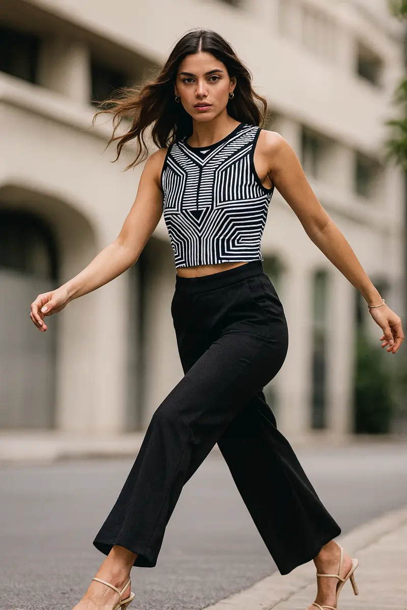 Mimi - Geometric Chic Crop Top